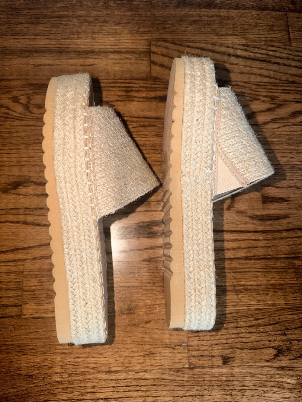 BEACH Beige Woven Espadrille Slide - Neutral Summer Slip-Ons